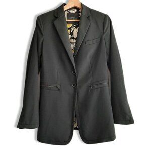 ROBERT RODRIGUEZ / Blazer Jacket Black Button Down Silk Floral Lining Sz 6